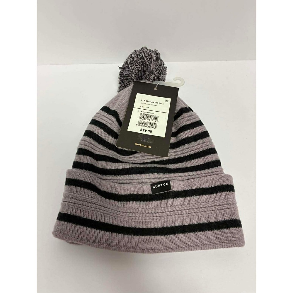 Burton Women's Rcy Ottoman Rib‎ Beanie Hat Elderberry Purple Black Pom Pom New